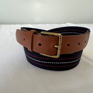 Navy/Red/White woven Belt, Men's 34-36